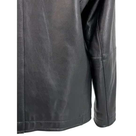 VTG Perry Ellis Portfolio Mens Black Lambskin Leather Jacket | 90s Quiet Luxury - Picture 10 of 16